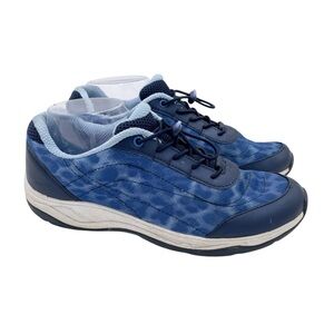 Vionic Neptune Blue Leopard Lace Up Sneakers Walking Shoes Women's Size 9.5